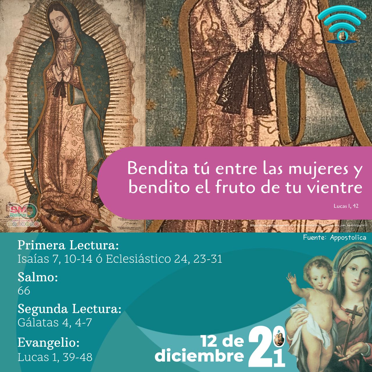 Bendita tú entre las mujeres y bendito el fruto de tu vientre